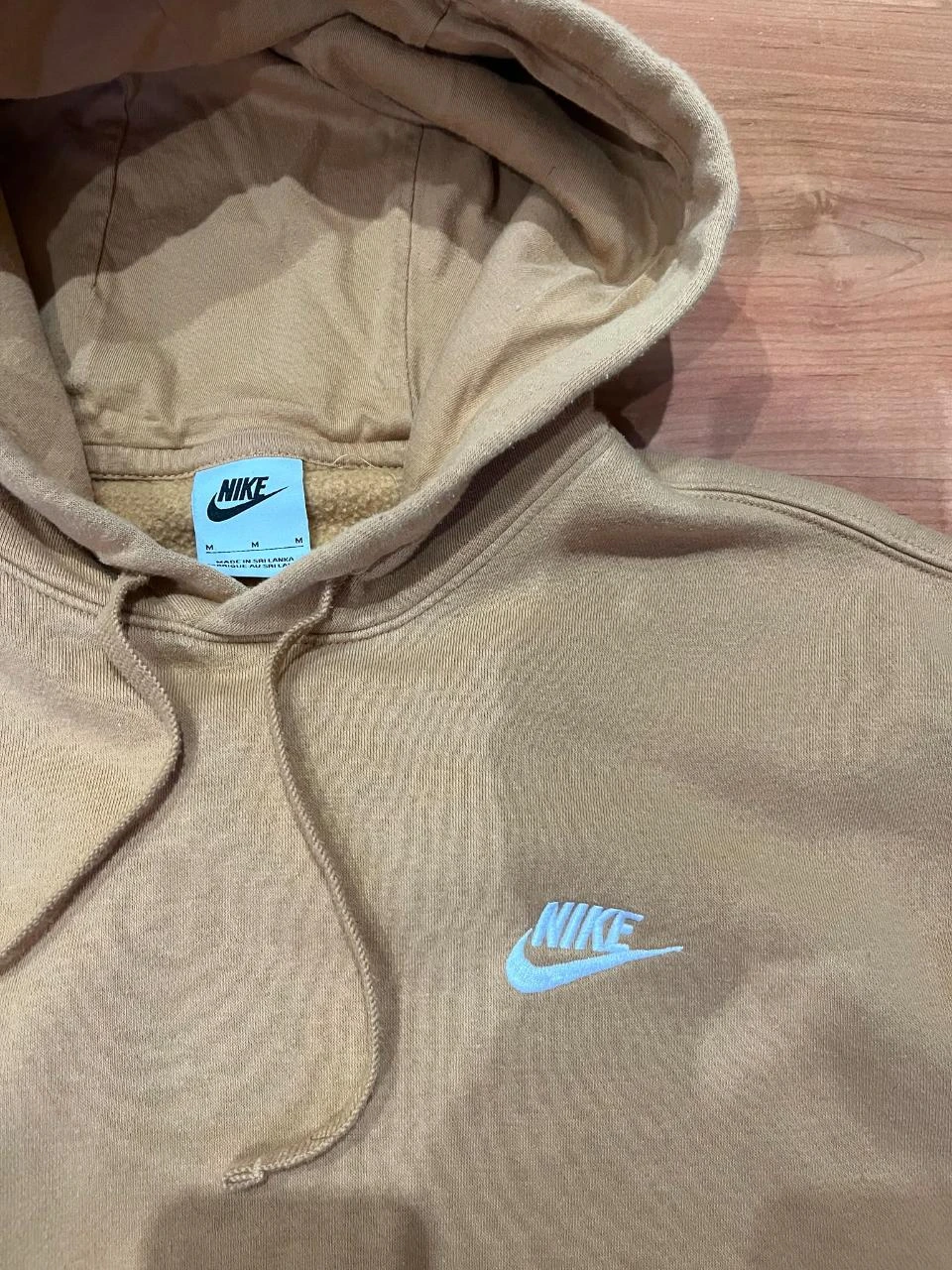 Beige Nike capuchonsweat met geborduurd logo, vintage oversized Y2K maat M – photo 2